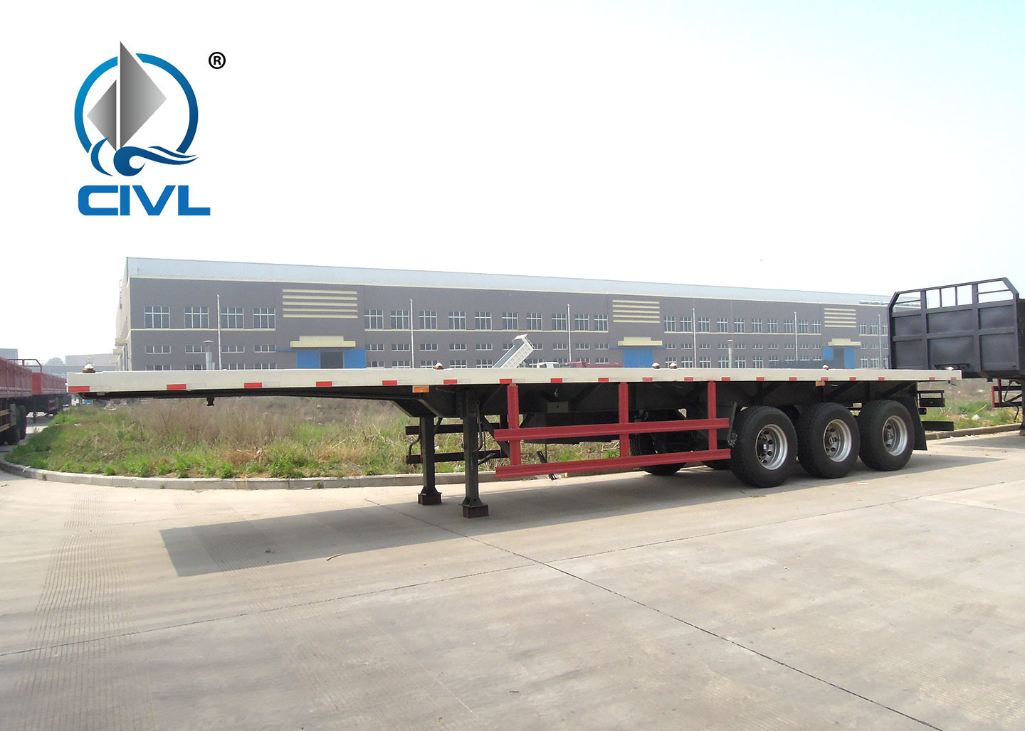 40 Feet Container Carrying Semi Trailer Trucks / Flatbed Container Semi Trailer 3 Axles