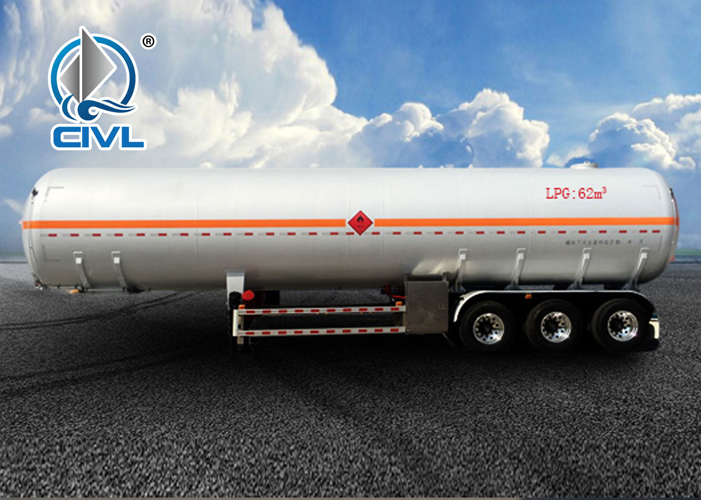 62m3 LPG Trailer Semi Trailer Trucks Stainless Steel For Lpg Transport Liquefied Gas